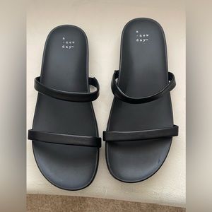 Black Polyurethane sandals, size 8